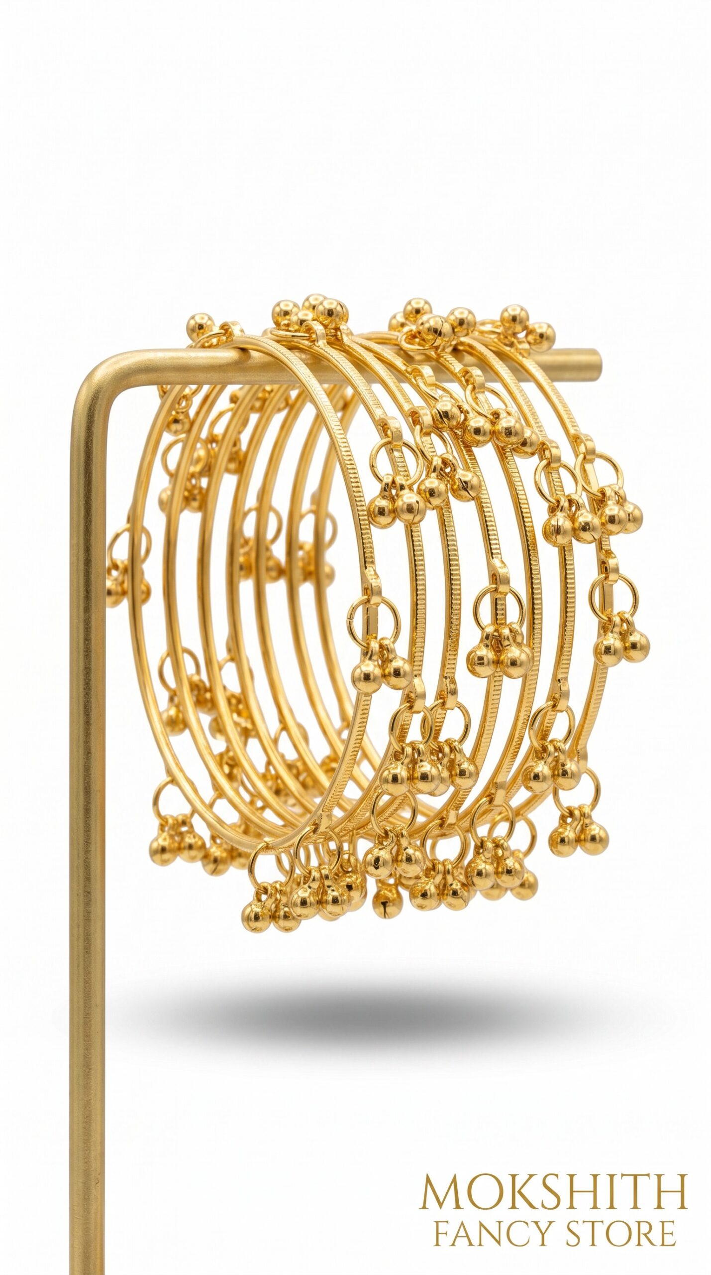 Designer Gold Finish Charm Bangles Set for Women