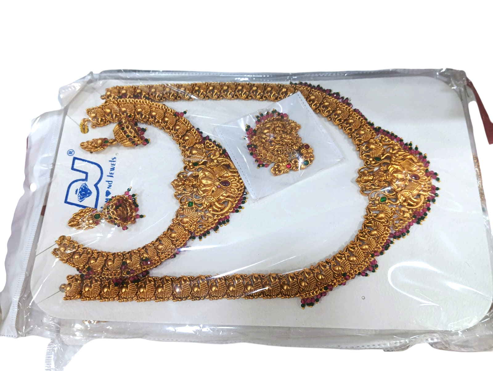 Premium Antique Temple Long Haram Jewellery Set for Women